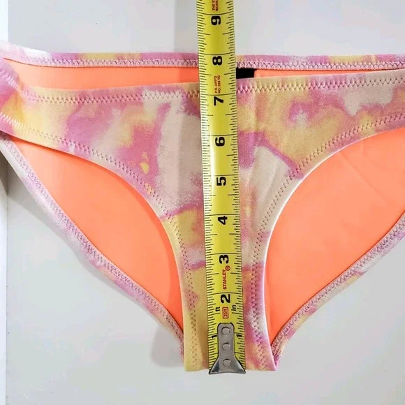 TRIANGL Women's Small Swim Bikini Bottoms Tie Dye Pink Orange Neon Neoprene - Picture 8 of 8